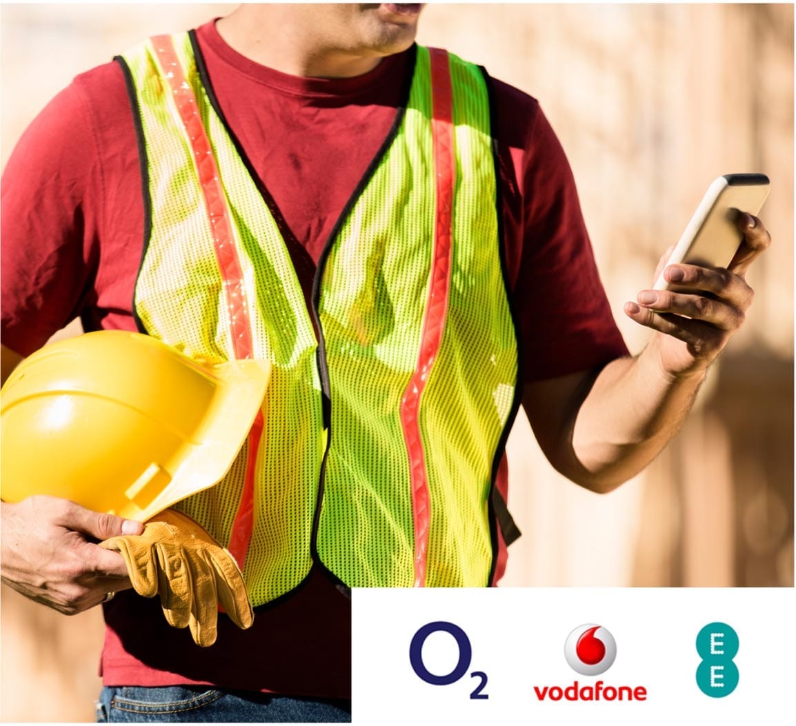 construction worker on phone