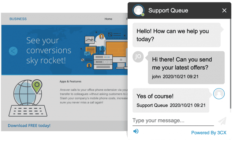 live chat screenshot